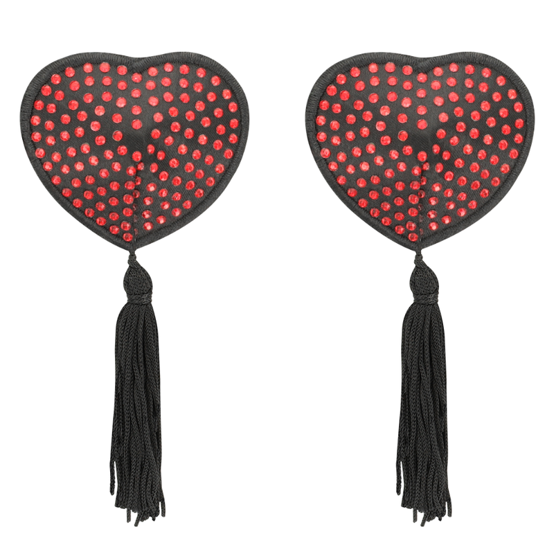 COQUETTE CHIC DESIRE - NIPPELABDECKUNGEN HERZ SCHWARZ / ROT