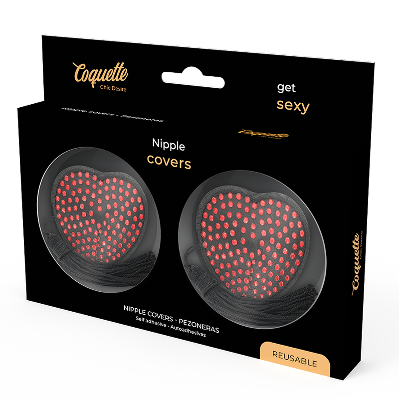 COQUETTE CHIC DESIRE - NIPPELABDECKUNGEN HERZ SCHWARZ / ROT