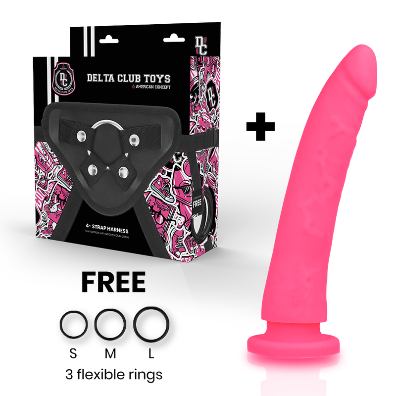 DELTA CLUB - TOYS HARNESS + DONG ROSA SILIKON 20 CM -O- 4 CM