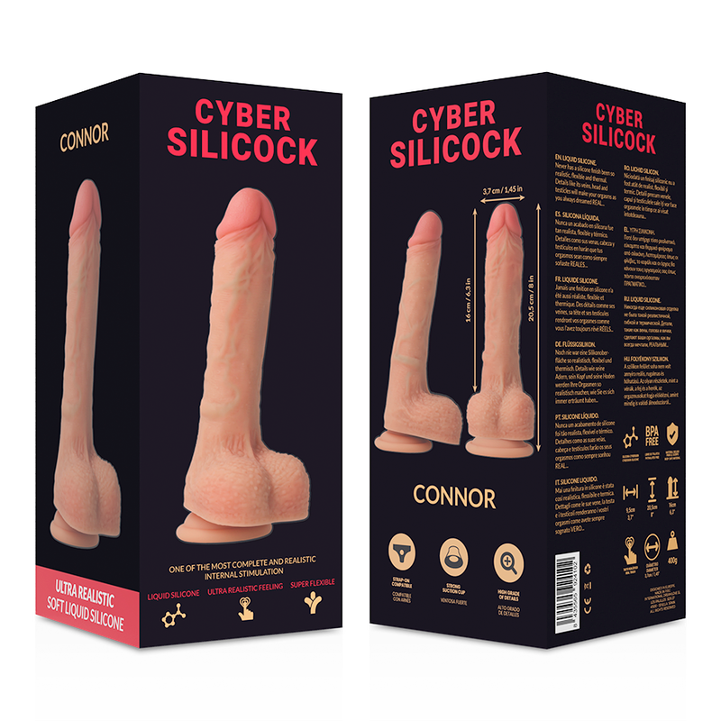CYBER SILICOCK - CONNOR ULTRA REALISTISCHES WEICHES FLÜSSIGE SILIKON 20,5 CM -O- 3,7 CM